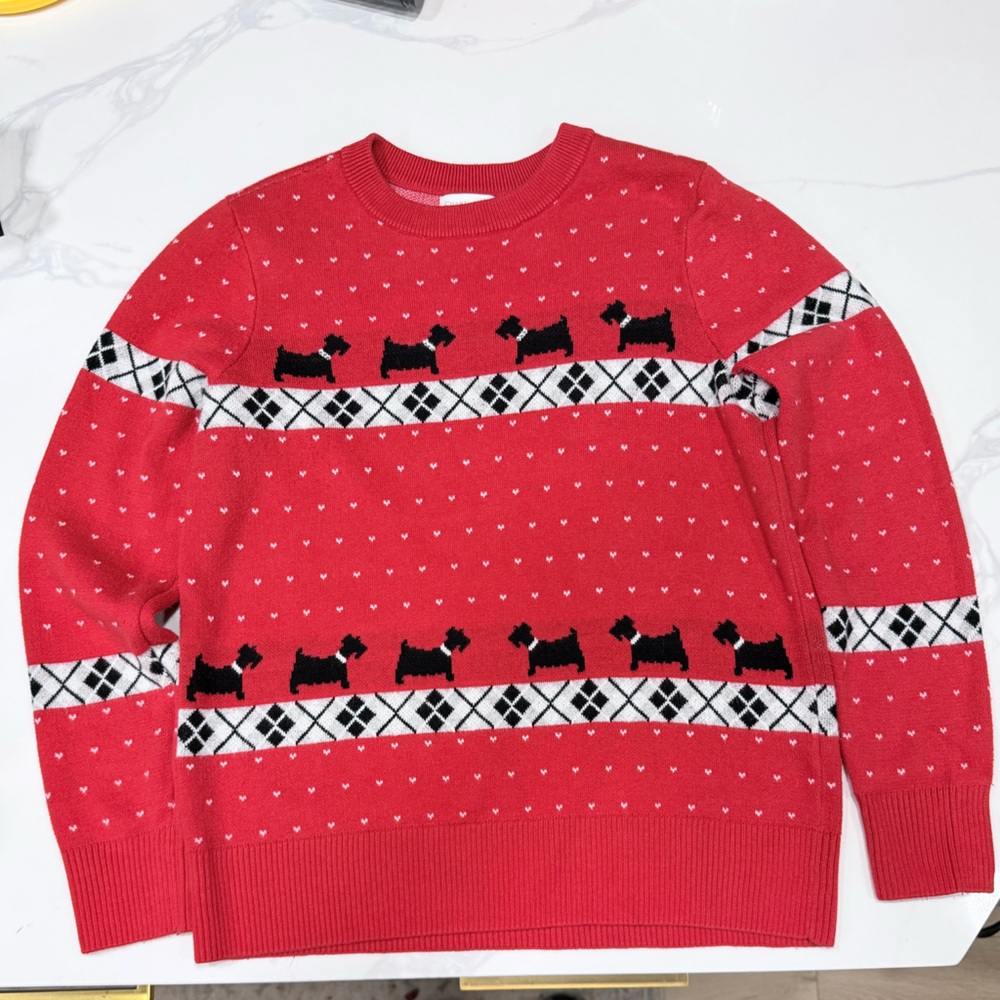 Charter Club Red Christmas Sweater with Scottie Dog Pattern